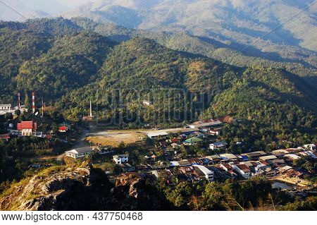 Aerial View Landscape Forest Mountain Of Thong Pha Phum National Park At Pilok Hill Valley And Citys