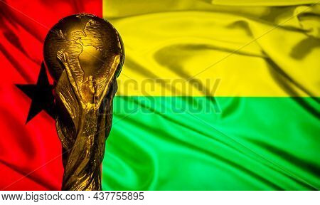 October 6, 2021 Conakry, Guinea. Fifa World Cup On The Background Of The Flag Of Guinea.