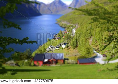 Bergen, Norway, May 2015: Tilt-shift And Selective Focus Shot Of Aurlandsfjorden In Norway