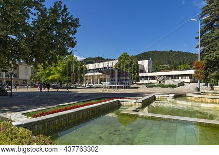 Troyan, Bulgaria - August 31, 2021: Panoramic View Of Center Of Town Of Troyan, Lovech Region, Bulga