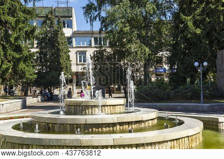 Troyan, Bulgaria - August 31, 2021: Panoramic View Of Center Of Town Of Troyan, Lovech Region, Bulga