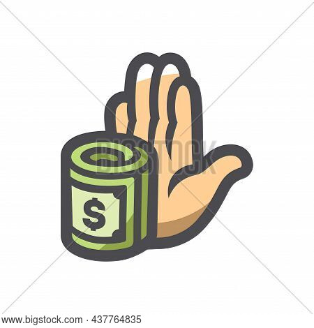 No Offered Bribe Vector Icon Cartoon Illustration.