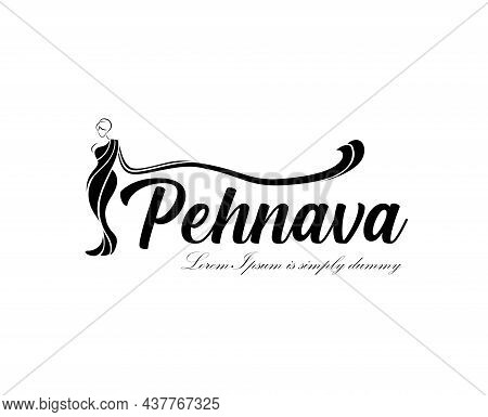 Pehnava Sarees Logo. Pahnava Logo With Women Saree Figure.