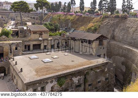 Herculaneum, Campania, Italy - June 29, 2021: Ruins Of An Ancient City Destroyed By The Eruption Of 