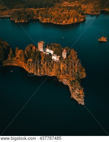 Lake Ottenstein With Castle Liechtenfels During Autumn