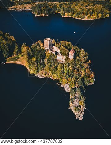 Lake Ottenstein With Castle Liechtenfels During Autumn