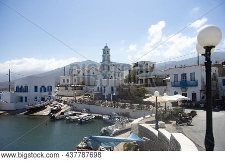Kassos Island - Greece - August 24 2014 : The Village Of Fry View Of The Old Harbor  View Of Saint S