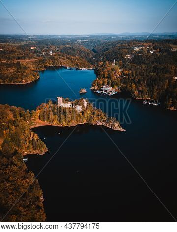 Lake Ottenstein With Castle Liechtenfels During Autumn