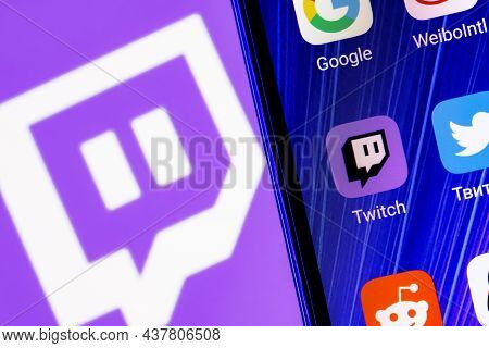 Kazan, Russia - Oct 28, 2021: The Icon Of The Twitch Live Streaming Service Application Among Other 
