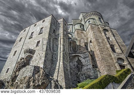 Dramatic Sky Over Sacra Di San Michele - Saint Michael Abbey, The Ancient Medieval Abbey Near Tourin
