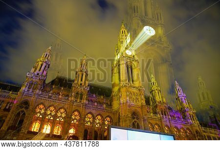 Gothic Effect, Double Image And Zoom Blur Effect Creating Erie Impressionist Image Of Town Hall Or R