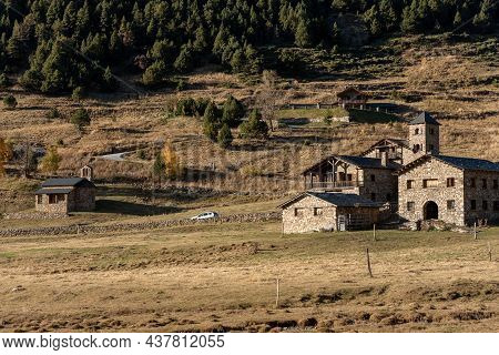 Small Town In Autumn In The Incles Valley, Andorra. Vall D´incles, Andorra.