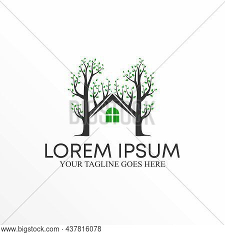 Tree And Roof Logo Free Vector Stock. Window Abstract Design Concept. Can Be Used As A Symbol Relate