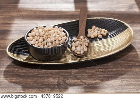 Cicer Arietinum - Raw Grains Of Chickpea; Legume With Important Culinary And Nutritional Qualities