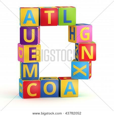 Letra D hecha de cubos de abc