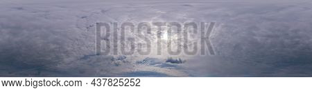 Sky Panorama On Overcast Rainy Day With Nimbostratus Clouds In Seamless Spherical Equirectangular Fo