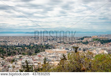 Panoramic View Of Athens From Lycabettus Hill. From Left To Right, The National Garden, The Greek Pa
