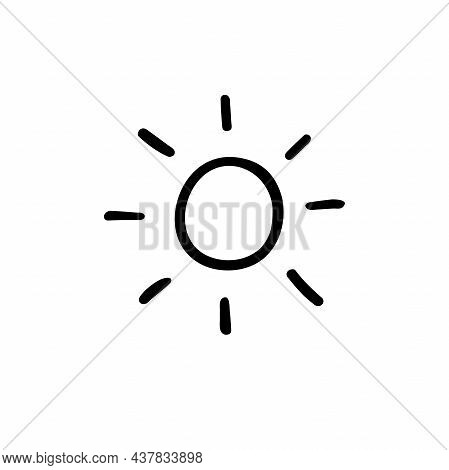 Doodle Sun. Hand-drawn Sol Isolated On White Background. Outline Astronomical Object. Sunny Day, Cle