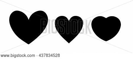 Collection Of Heart Illustrations, Four Designs, Symbol, Logo, Isolated White Background, Shadow On 