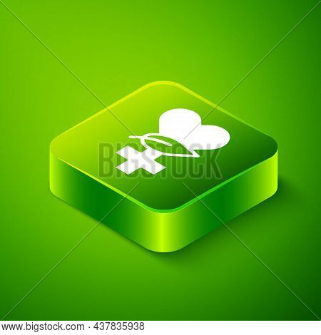 Isometric Ethnoscience Icon Isolated On Green Background. Gardening, Ethnoscience And Organic Concep