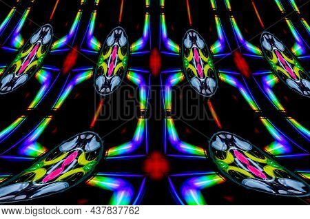 Colorful Reflections Of Lights On A Black Background