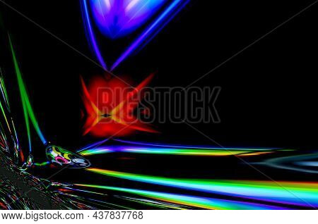 Colorful Reflections Of Lights On A Black Background
