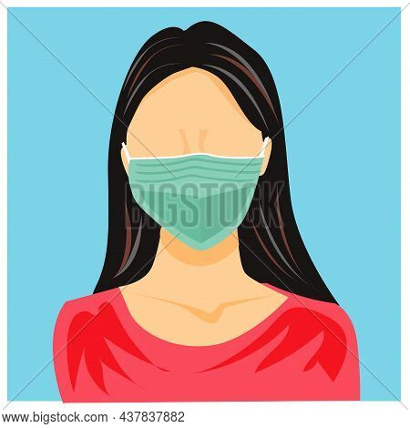 Illustration
Woman Wearing A Mask Prevent The Spread Of The Covid-19 Virus
 Suitable For Cards, Broc