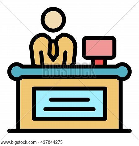 Tax Inspector Workplace Icon. Outline Tax Inspector Workplace Vector Icon Color Flat Isolated