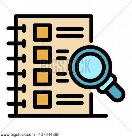 Tax Inspector Checklist Icon. Outline Tax Inspector Checklist Vector Icon Color Flat Isolated