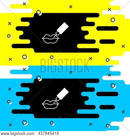 White Lip Augmentation Icon Isolated On Black Background. Hyaluronic Acid Lips Injection. Contour Pl