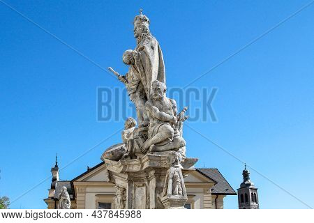 Kutna Hora, Czech - April 28, 2012: This Is A Monument To Emperor Karl Iv On The Balustrade Of The P