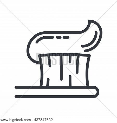 Line Icon Of A Dental Care. Tooth Paste And Thooth Brush Symbol Isolated On Transparent Background.