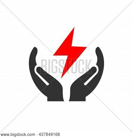 Hand Power Logo Design. Power Logo With Hand Concept Vector. Hand And Power Logo Design