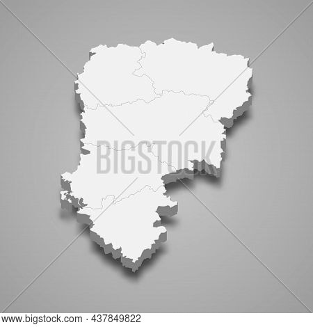 3d Isometric Map Of Aisne Is A Department In France, Vector Illustration