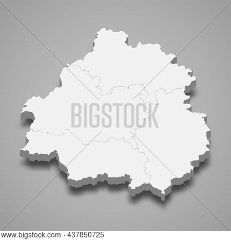 3d Isometric Map Of Dordogne Is A Department In France, Vector Illustration