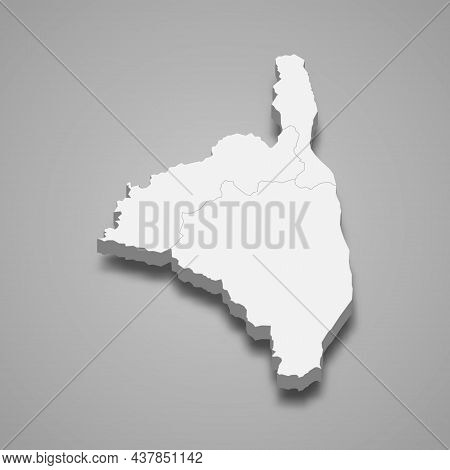 3d Isometric Map Of Haute-corse Is A Department In France, Vector Illustration