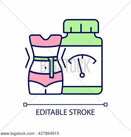 Supplements For Weight Loss Rgb Color Icon. Dietary Snacks. Weight Management Treatment. Pills For S