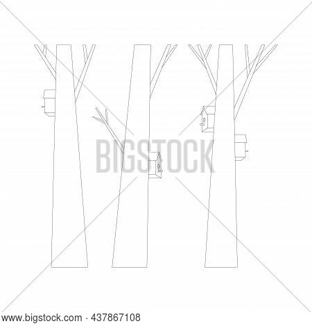 Starling-house On The Trunk Isolated On White