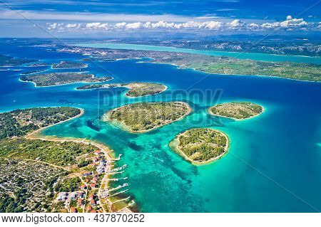 Archipelago Of Dalmatia And Vransko Lake Aerial Panoramic View, Murter Island Of Croatia