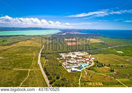 Pakostane Archipelago And Vransko Lake Aerial View Near Crvena Luka, Dalmatia Region Of Croatia