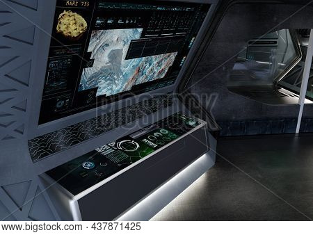 3D Rendering Futuristic Contol Center