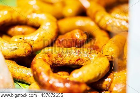 Loseup Of Sai Aua , Notrhern Thai Spicy Sausage, Thai Street Food Market