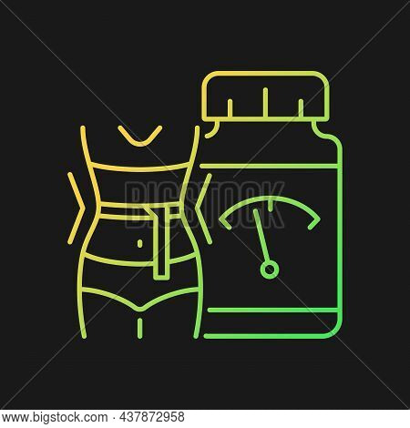 Supplements For Weight Loss Gradient Vector Icon For Dark Theme. Dietary Snacks. Weight Management T