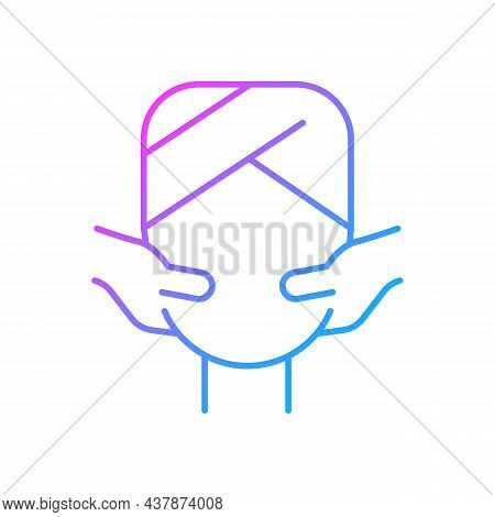 Face Massage Gradient Linear Vector Icon. Stimulating Pressure Points. Promote Blood Flow In Skin. B