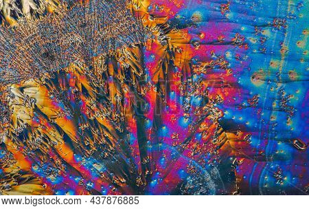 Extreme Macro Photograph Of Vitamin C Crystals Forming Abstract Modern Art Patterns, When Illuminate