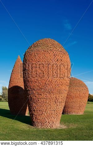 Piled Up Bricks From The Ruins Of The Second World War In The Elbauenpark In Magdeburg