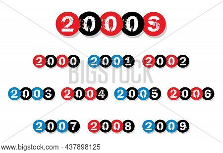 2000s Year Labels | Retro Millennial Graphics For Timelines And Reunions  | Aughts Calendar Headers