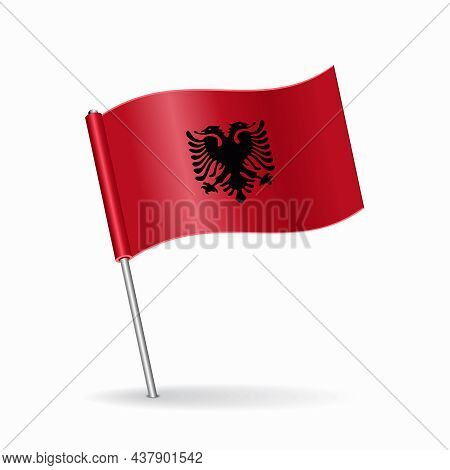 Albanian Flag Map Pointer Layout. Vector Illustration.