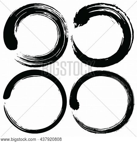 Enso Zen Circle Brush Vector Logo Illustration Set Collection Pack