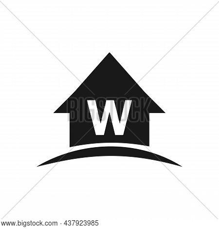 Letter W Real Estate Logo Template. Home Logo On Letter W Design, Initial Real Estate, Development C